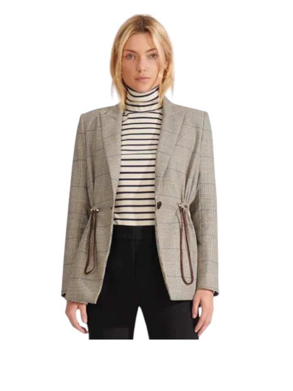 Veronica Beard Joshua Dickey Drawstring Glen Plaid jacket